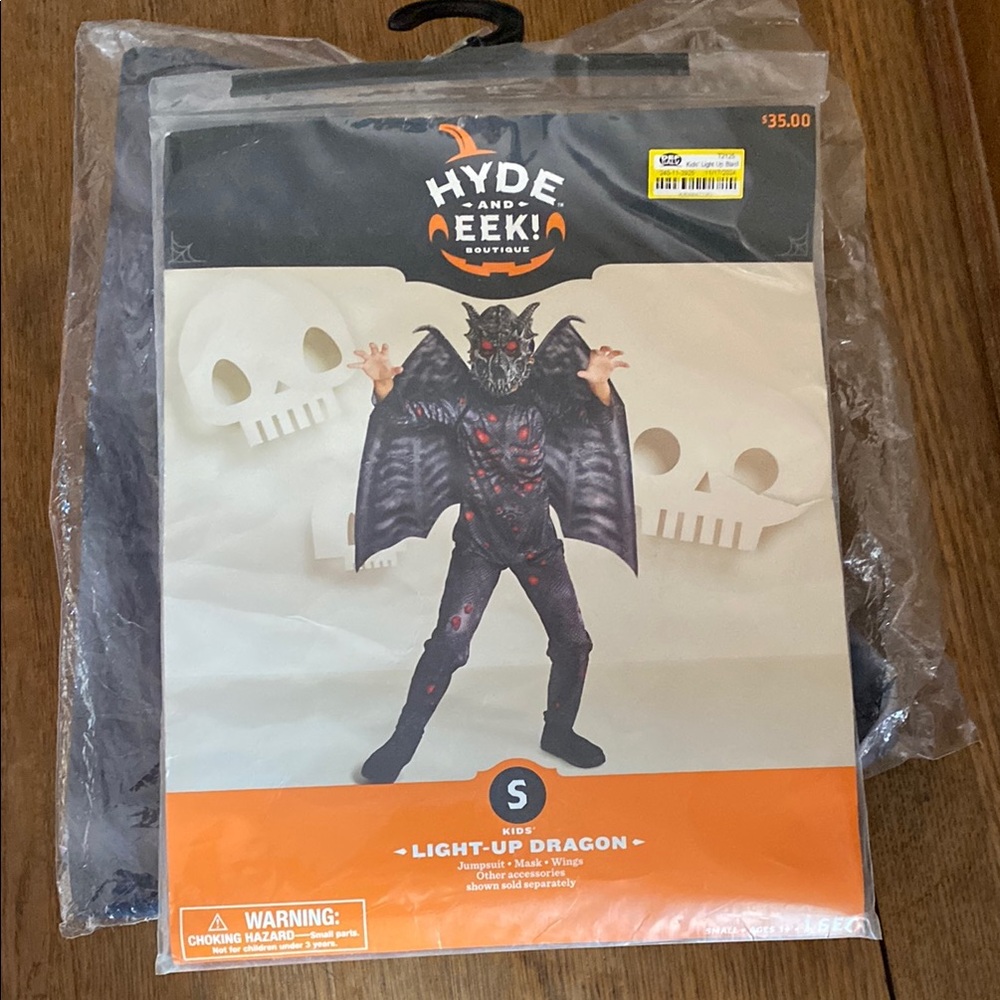 Light-up Dragon - kids small- includes jumpsuit, light-up mask, and wings